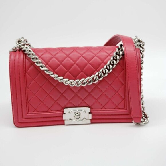 100%  Authentic CHANEL Boy Leather Shoulder Bag 2550-082825 - Picture 1 of 16